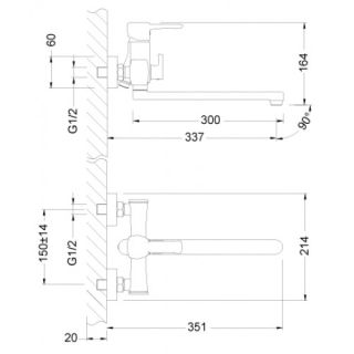 Смеситель для ванны Lemark Evitta (LM0551C)